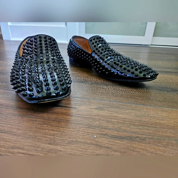 Louboutin Men\'s Black Dandelion Spikes Flat Patent - Size 45 US 11 main image 2